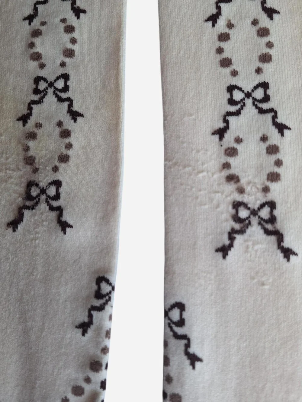 Innocent World Brown Dot Garland Bow OTK Socks | Classic Lolita